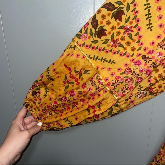 Olivaceous Ready For The Day Yellow Floral Flowy Long Sleeve Dress Small - Picture 4 of 6